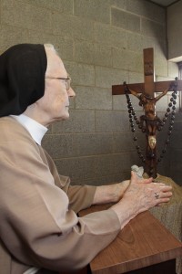 Sr. Mary Alfred praying in our prayer room